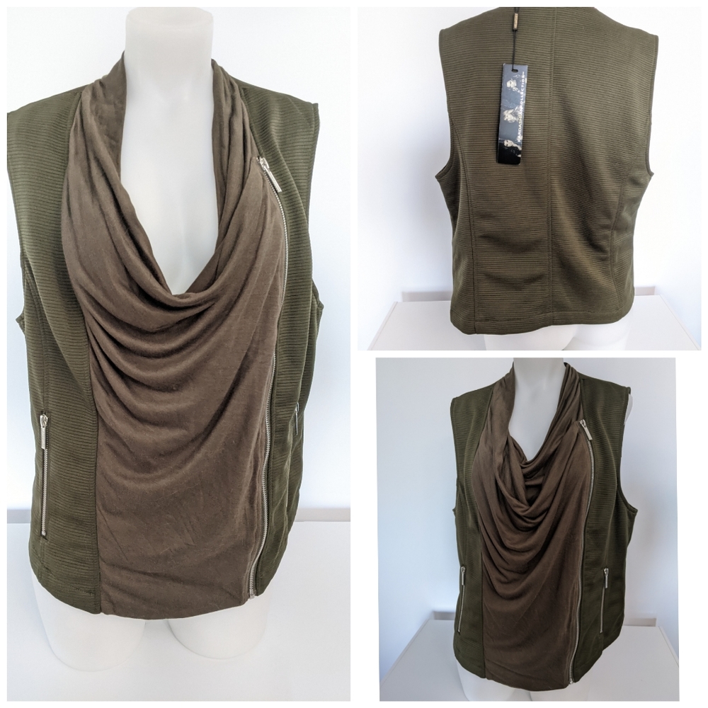 Rare Kim Kardashian Khaki Vest Jacket Sz L NWT